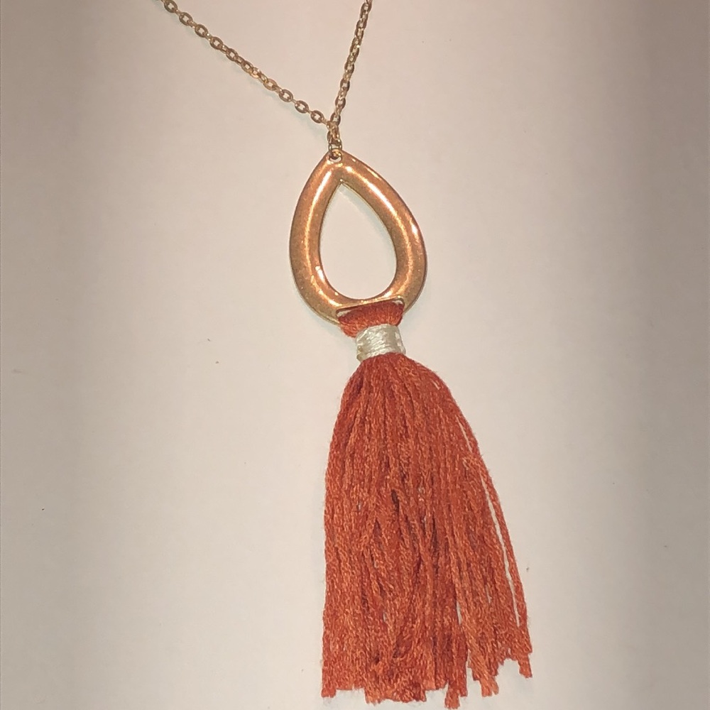 Universal Thread Gold Tone Boho Necklace with Orange Tassel - Picture 2 of 6